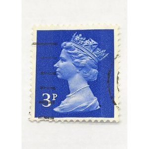 Rare Vintage Queen Elizabeth Blue 3P Collectible Stamp